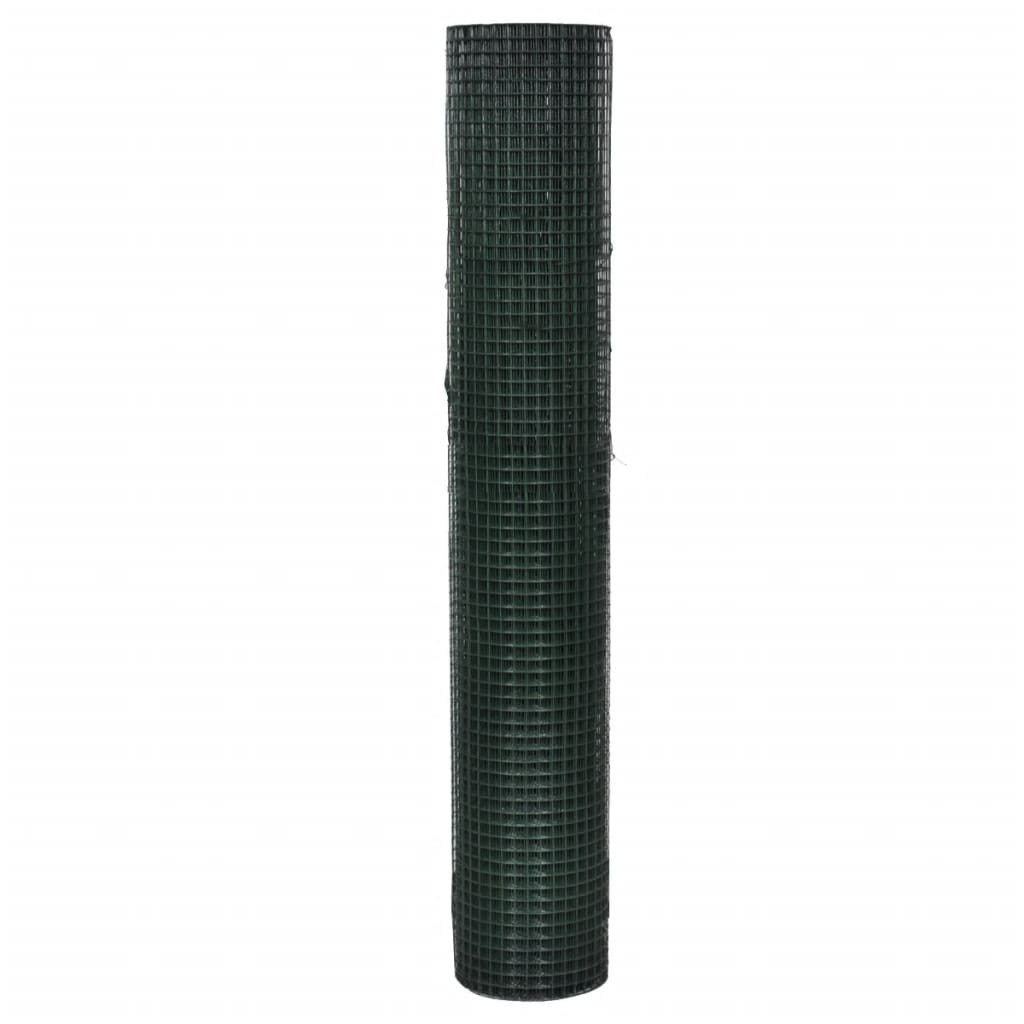vidaXL Hönsnät galvaniserat med PVC-beläggning 25x1 m grön