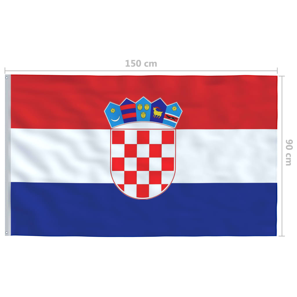 vidaXL Kroatiens flagga och flaggstång i aluminium 6,2 m