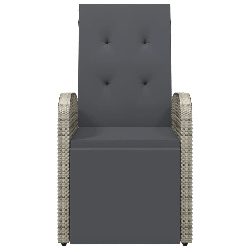 vidaXL Ställbar trädgårdsstol med dyna konstrotting grå