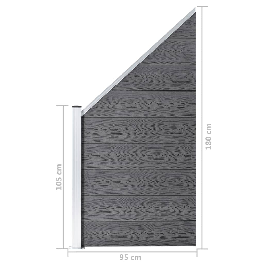 vidaXL WPC-staketpanel 4 fyrkantig + 1 vinklad 792x186 cm grå