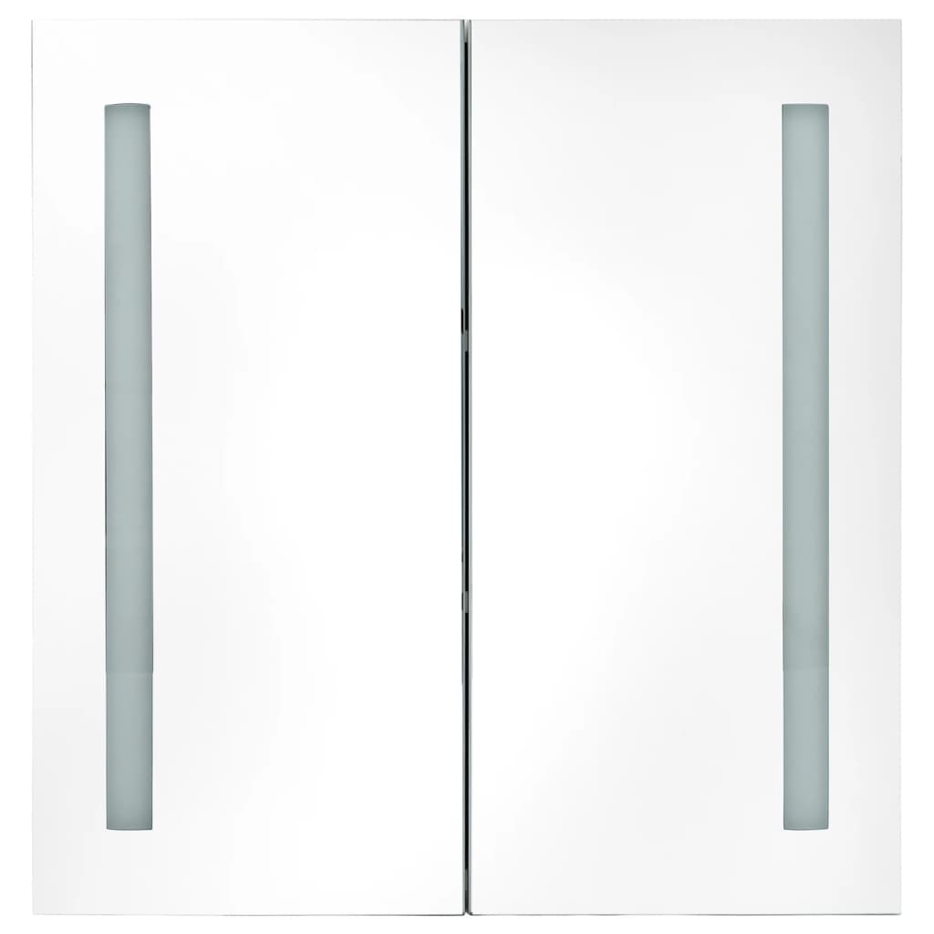 vidaXL Badrumsskåp med spegel LED vit och ek 62x14x60 cm