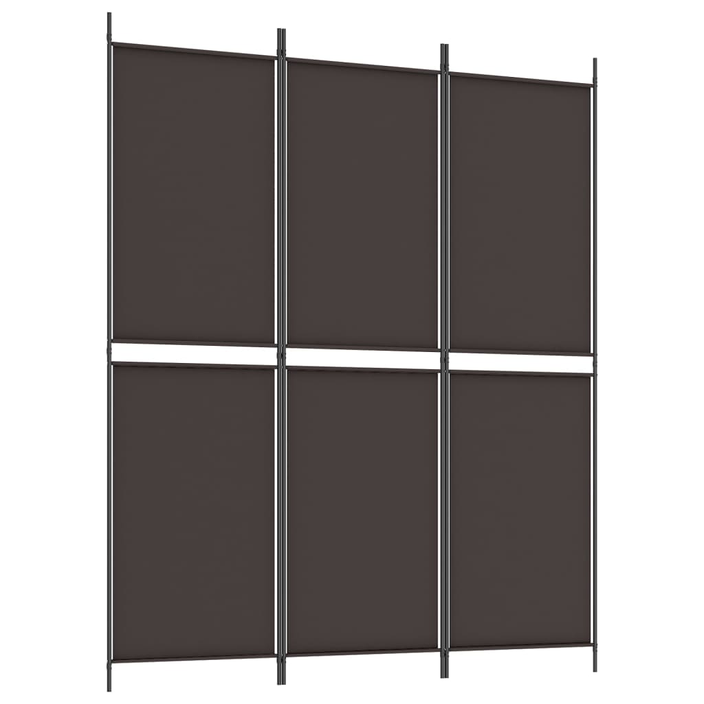 vidaXL Rumsavdelare 3 paneler brun 150x180 cm tyg