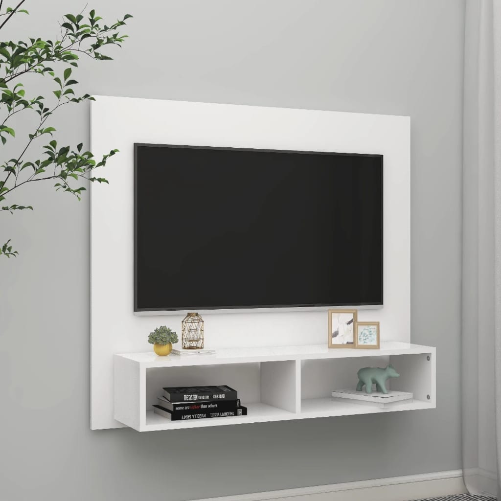 vidaXL Väggmonterat tv-skåp vit 102x23,5x90 cm konstruerat trä