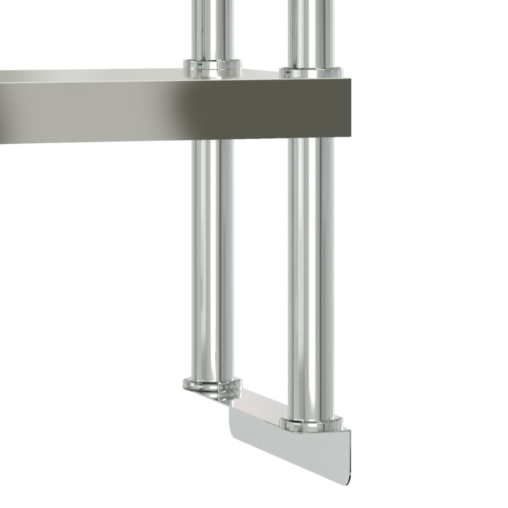 vidaXL Överhylla för arbetsbord 2 hyllor 110x30x65 cm rostfritt stål
