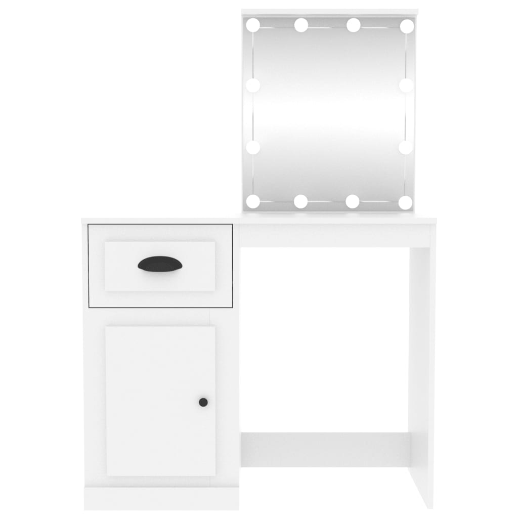vidaXL Sminkbord med LED vit 90x50x132,5 cm konstruerat trä