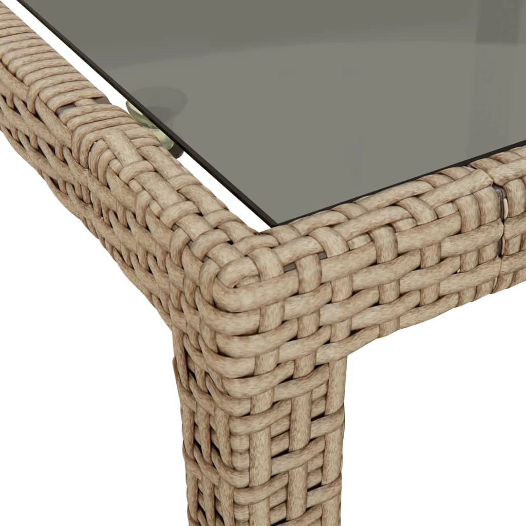 vidaXL Trädgårdsbord beige 250x100x75 cm härdat glas och konstrotting