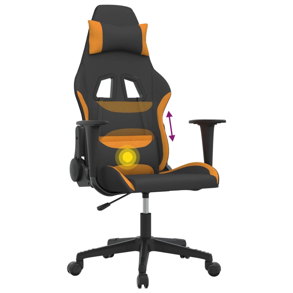 vidaXL Gamingstol med massage svart och orange tyg