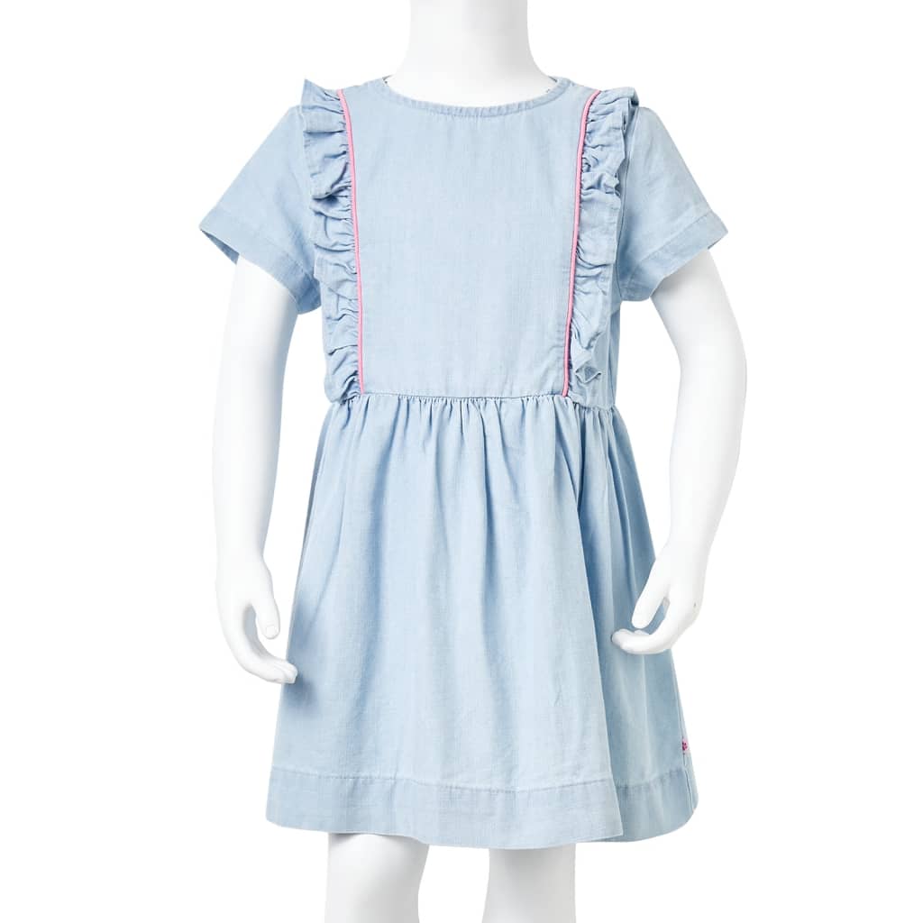 Barnklänning med volanger mjuk blå 92