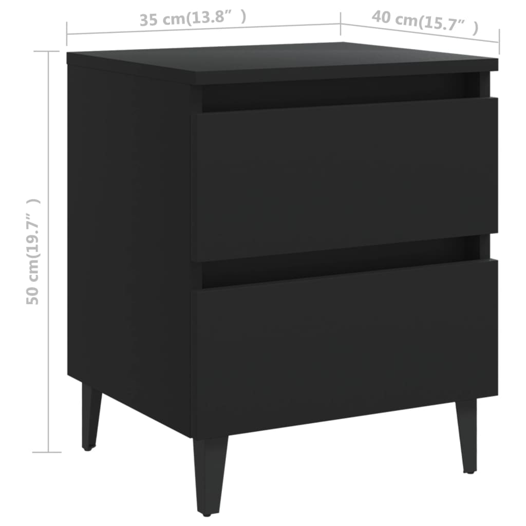 vidaXL Sängbord 2 st svart 40x35x50 cm spånskiva