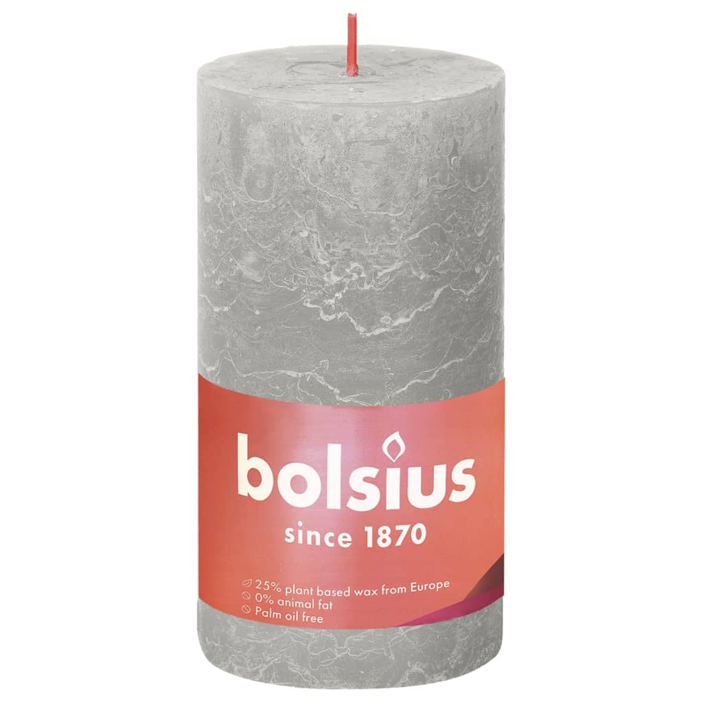 Bolsius Rustika blockljus 6-pack 130x68 mm sandgrå