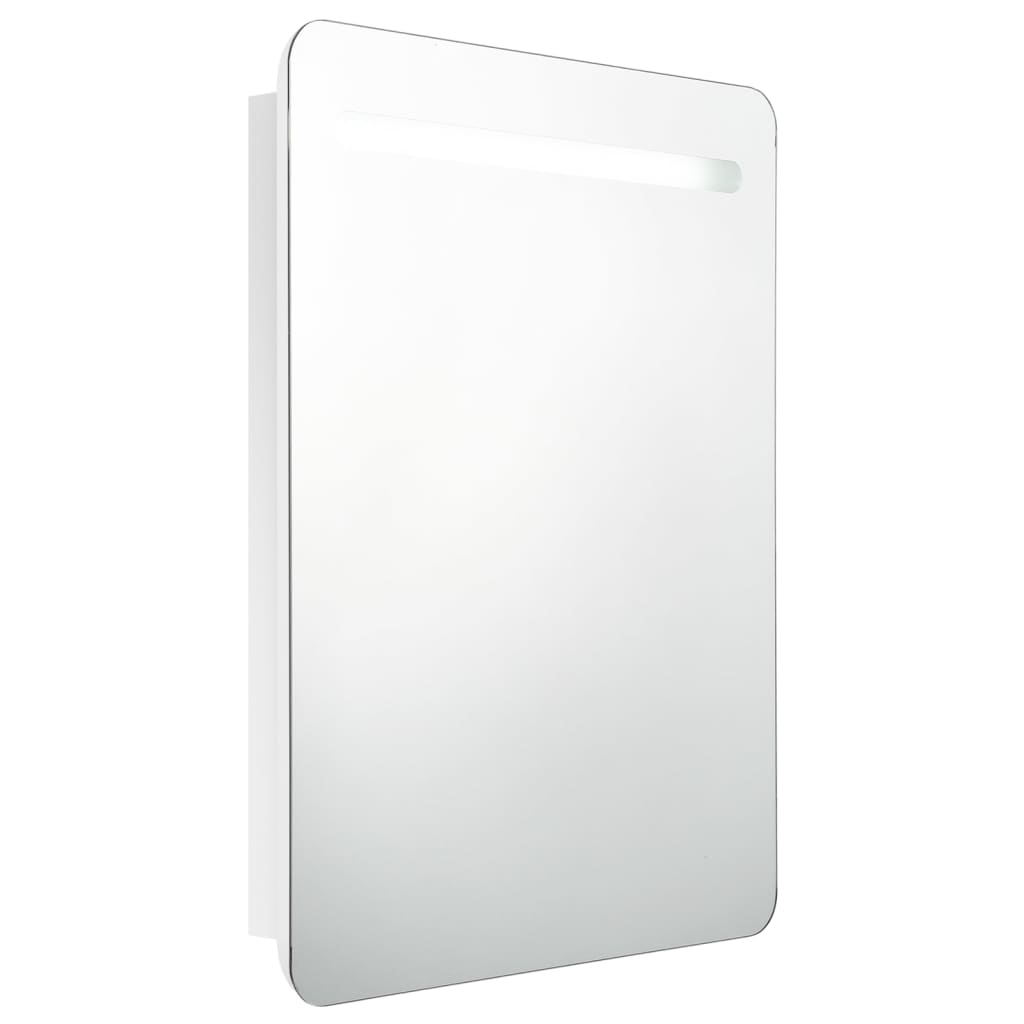 vidaXL Spegelskåp med LED vit högglans 60x11x80 cm