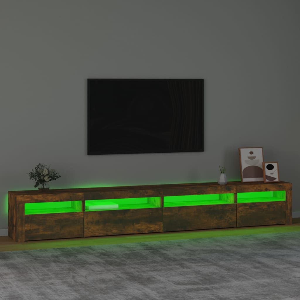 vidaXL Tv-bänk med LED-belysning rökfärgad ek 270x35x40 cm