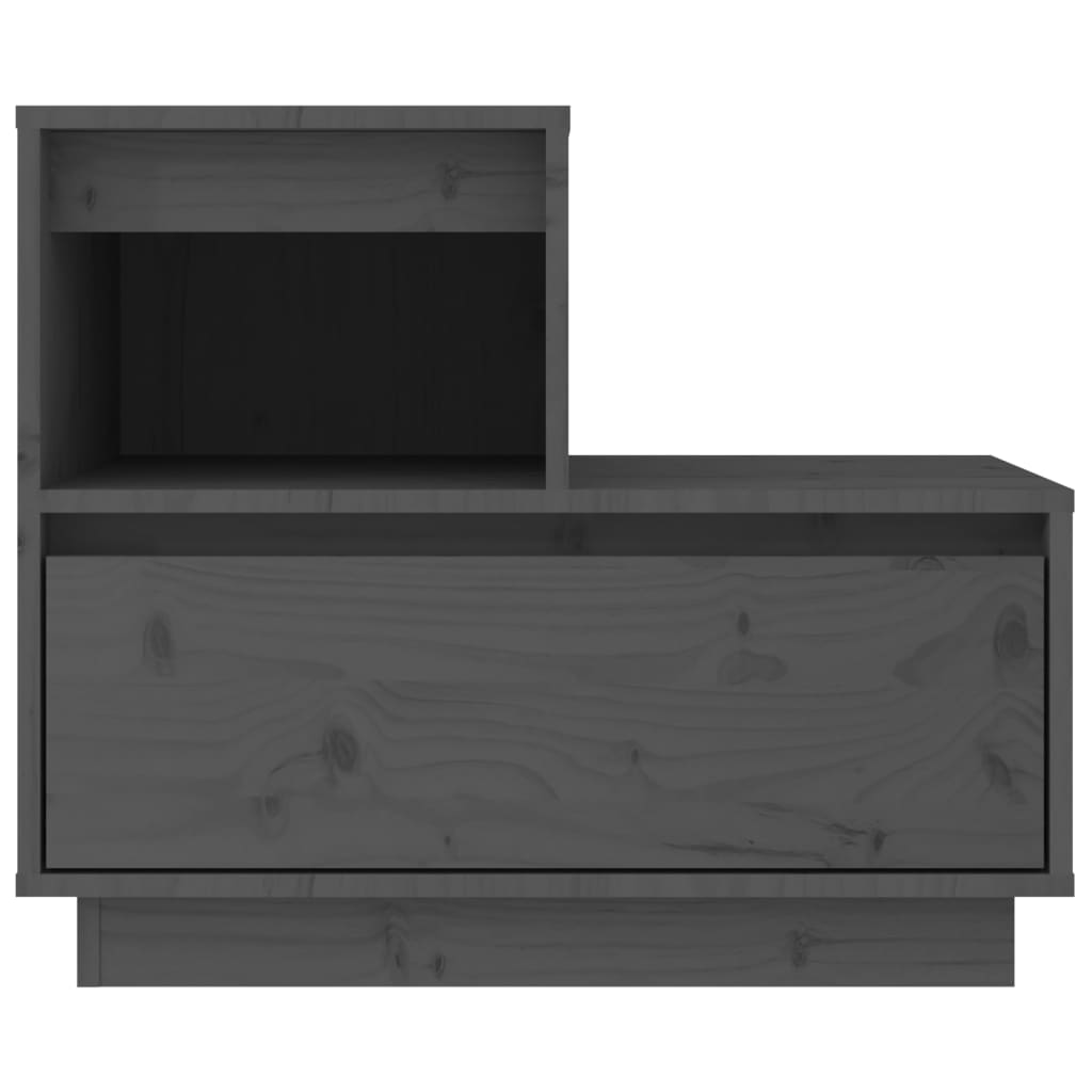 vidaXL Sängbord grå 60x34x51 cm massiv furu
