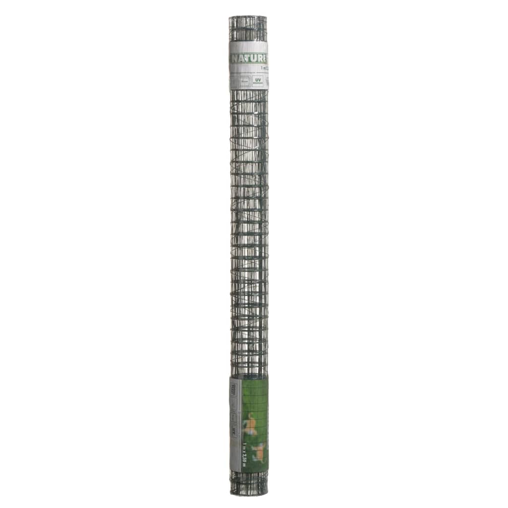 Nature Ståltrådsnät fyrkantig 1x2,5m 25mm plastbelagd stål grön