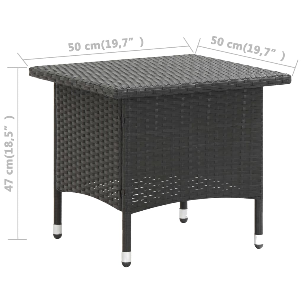 vidaXL Trädgårdsbord svart 50x50x47 cm konstrotting