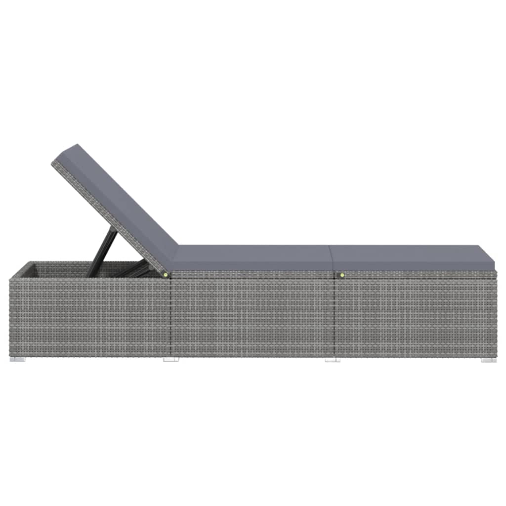 vidaXL Solsäng med dyna & bord konstrotting grå