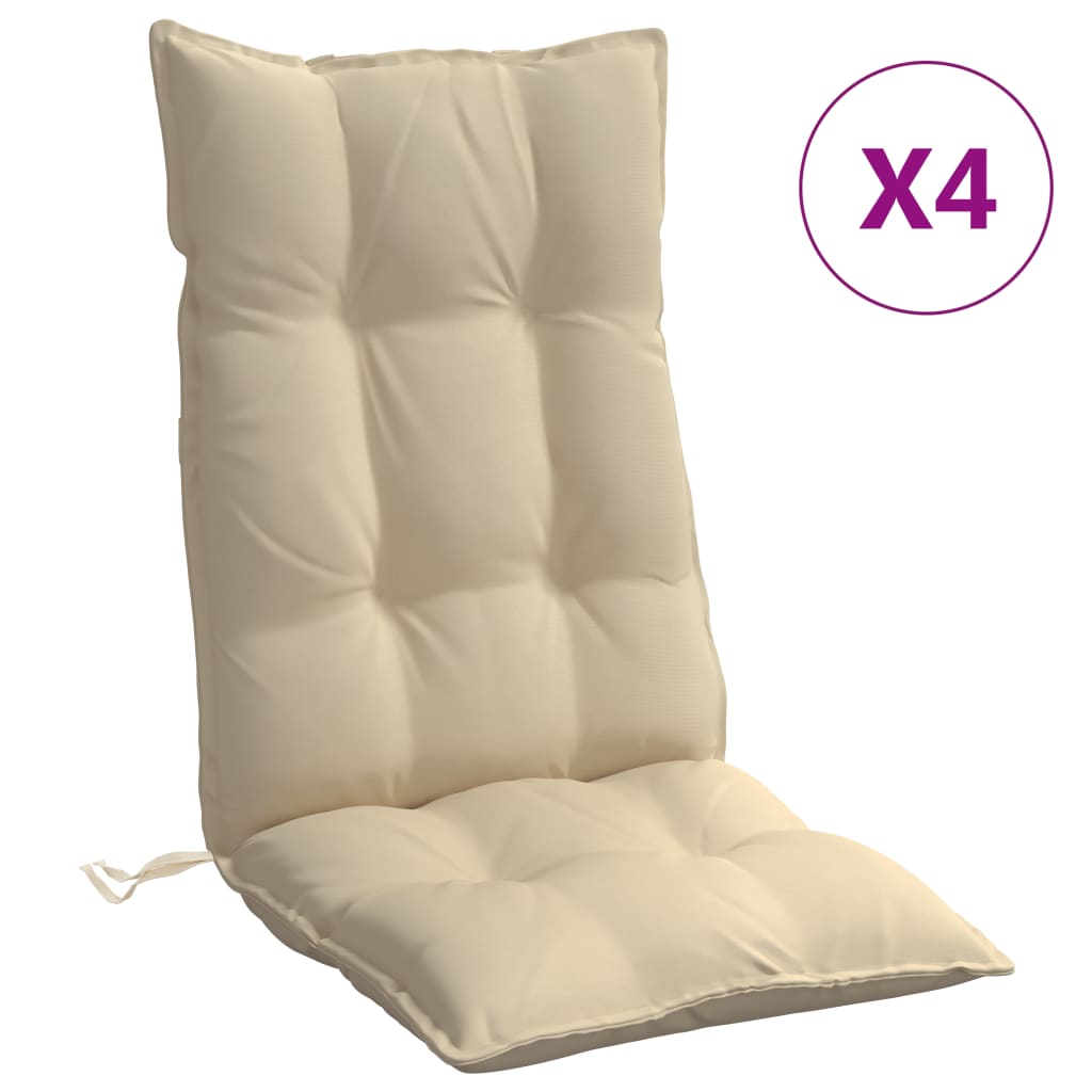 vidaXL Stolsdynor för stolar med hög rygg 4 st beige oxfordtyg