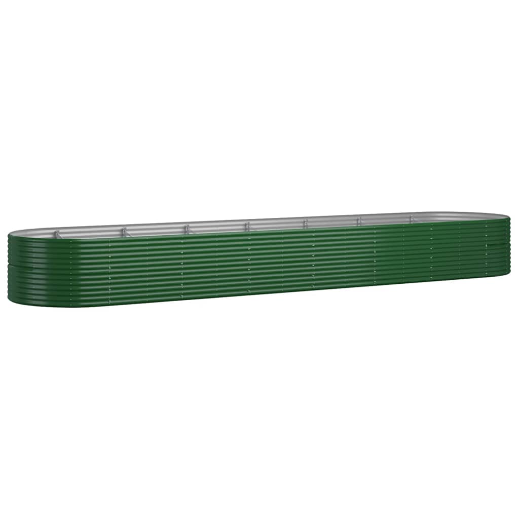 vidaXL Odlingslåda pulverlackerat stål 584x140x68 cm grön