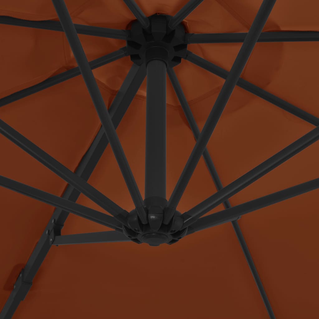 vidaXL Frihängande parasoll med stålstång terrakotta 300 cm