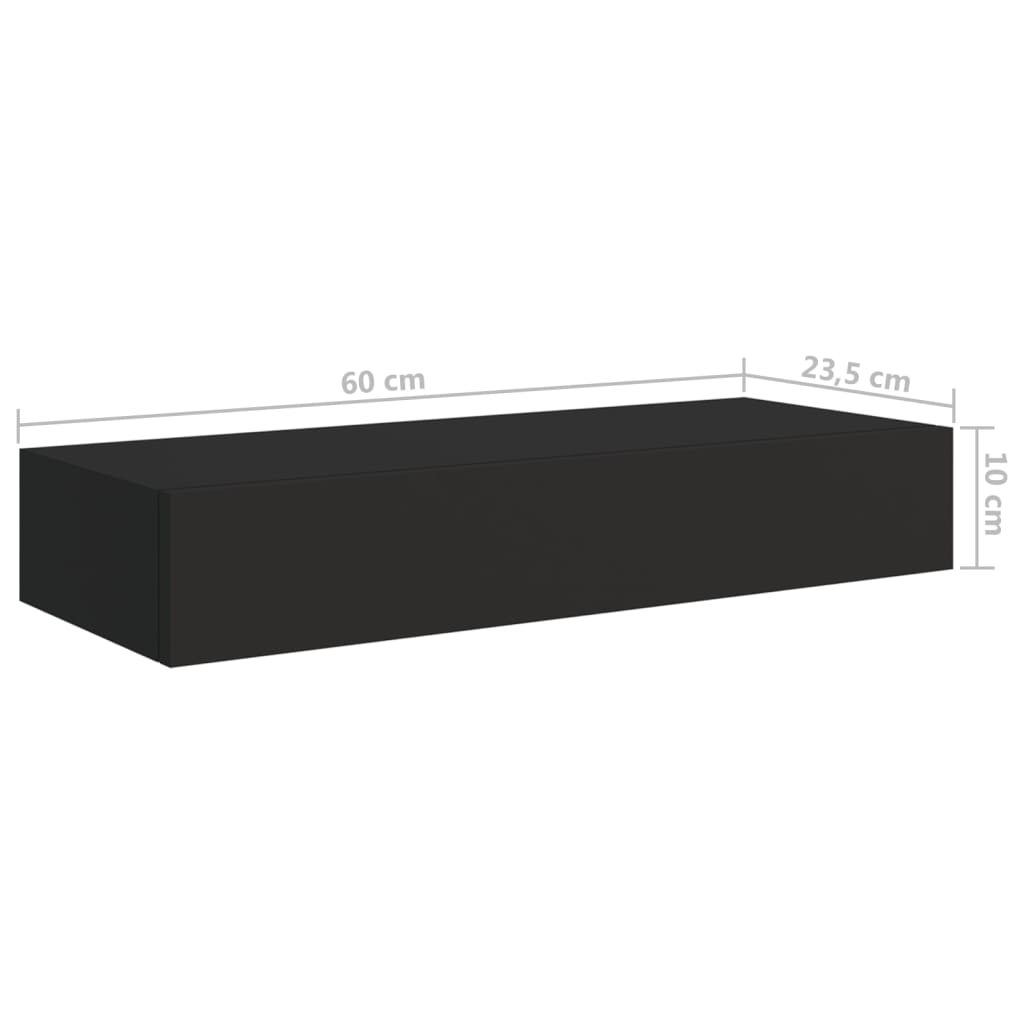 vidaXL Väggmonterad låda 2 st svart 60x23,5x10 cm MDF