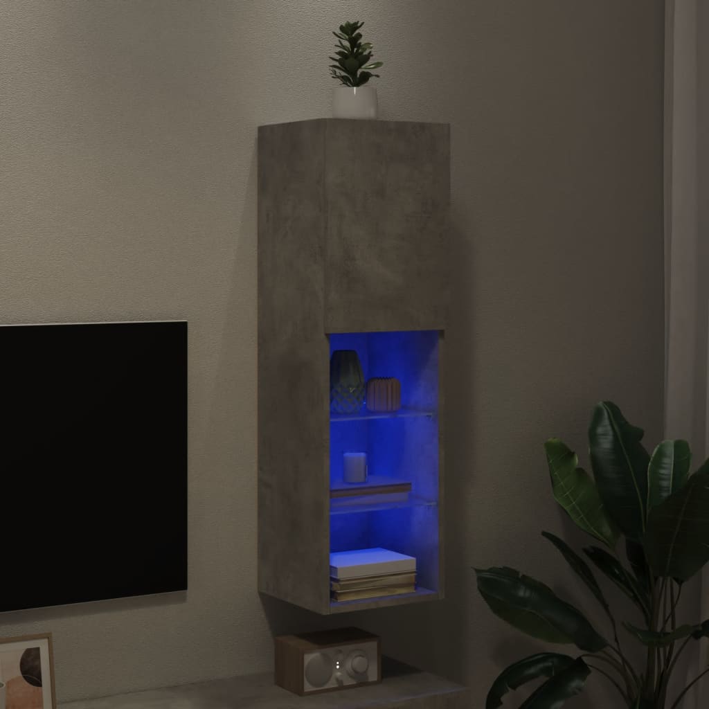 vidaXL Tv-bänk med LED-belysning betonggrå 30,5x30x102 cm