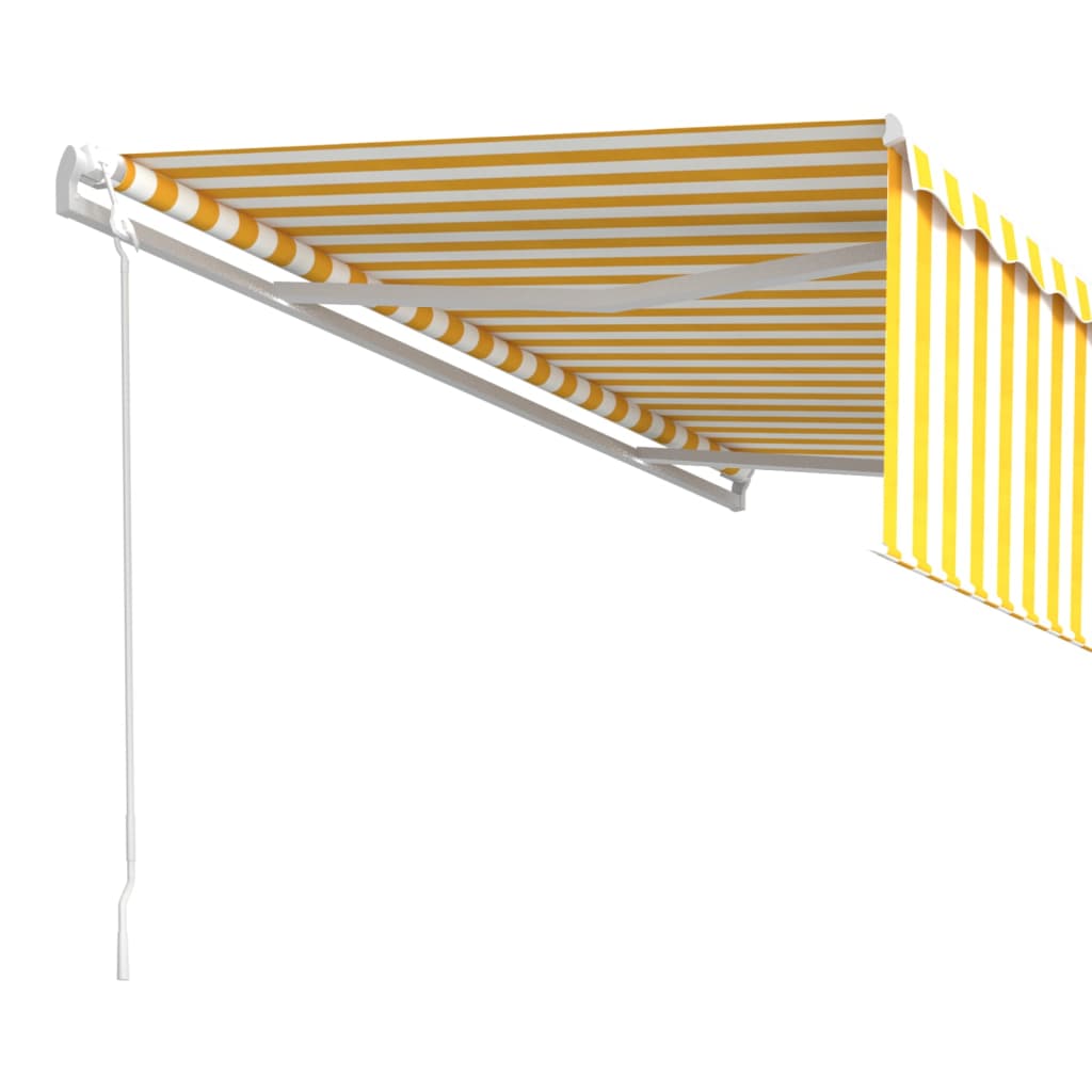 vidaXL Automatiserad markis med rullgardin 5x3 m gul och vit