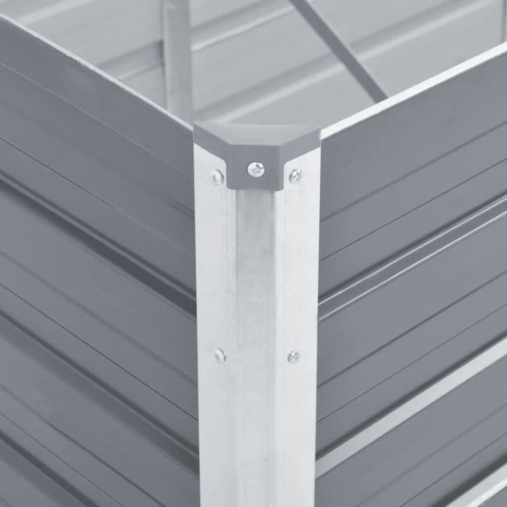vidaXL Odlingslåda upphöjd galvaniserat stål 240x80x77 cm grå