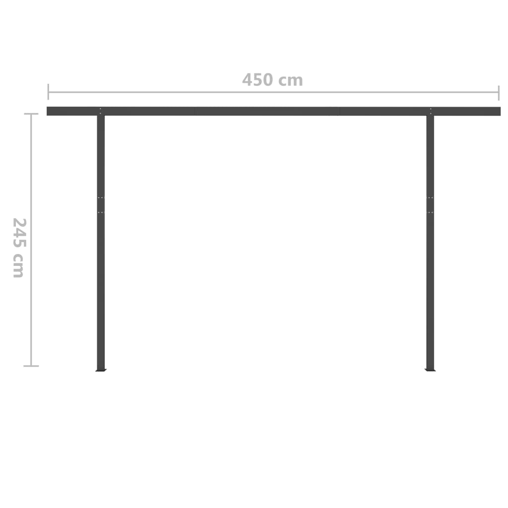 vidaXL Markis med stolpar automatisk infällbar 4,5x3,5 m antracit