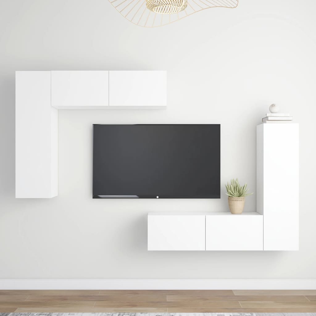 vidaXL TV-skåp 4 delar vit konstruerat trä