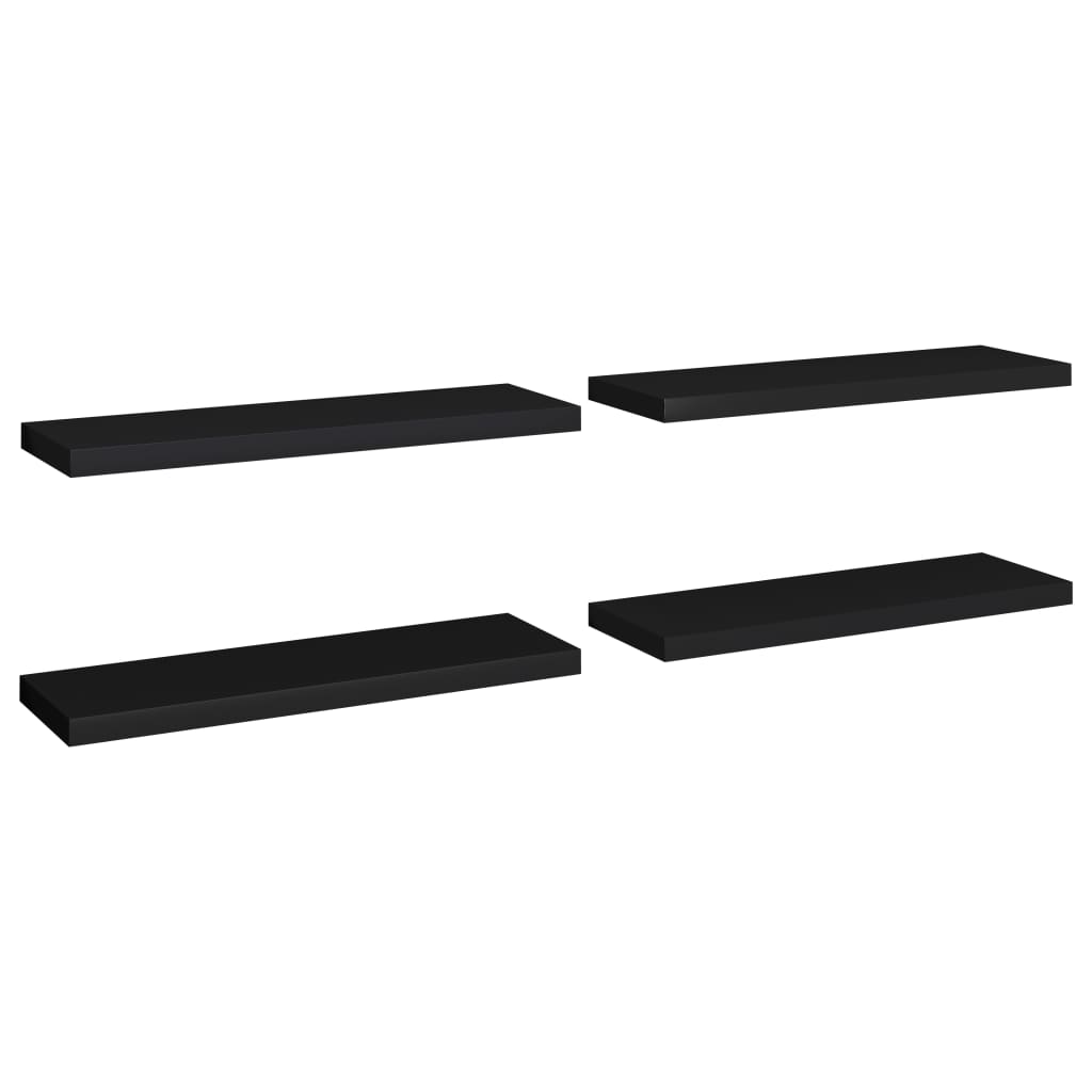 vidaXL Svävande vägghyllor 4 st svart 80x23,5x3,8 cm MDF