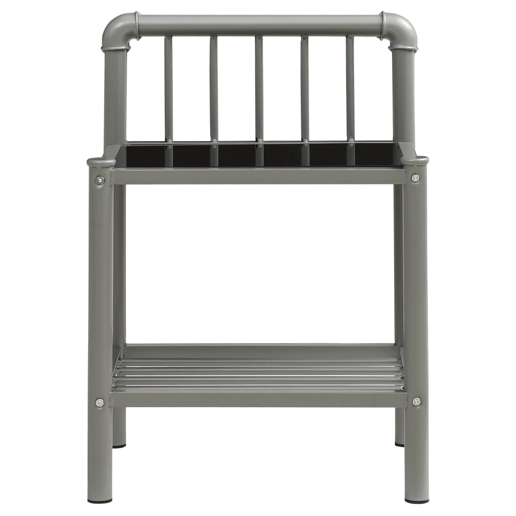 vidaXL Nattduksbord grå och svart 45x34x62,5 cm metall och glas