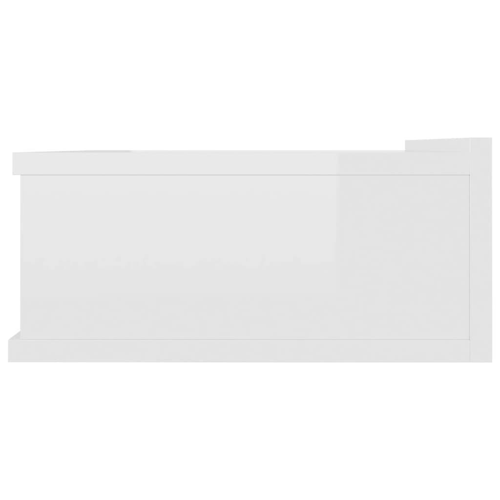 vidaXL Svävande sängbord vit högglans 40x30x15 cm spånskiva