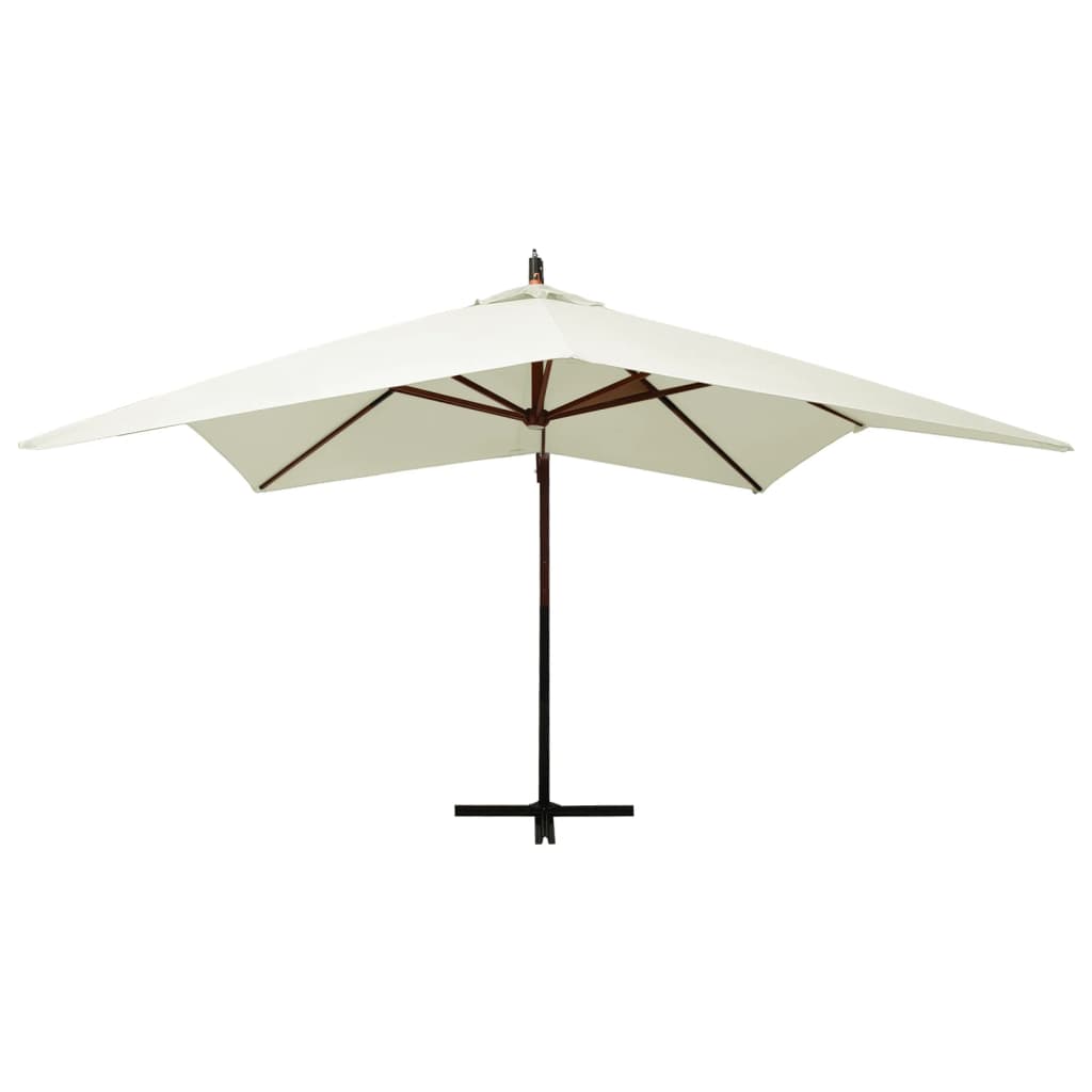 vidaXL Frihängande parasoll med trästång 300 cm sandvit