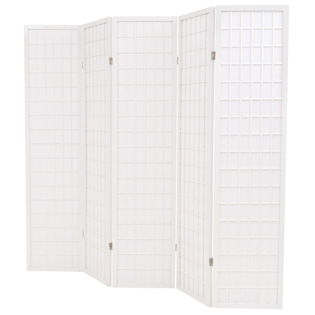 vidaXL Rumsavdelare med 5 paneler japansk stil 200x170 cm vit