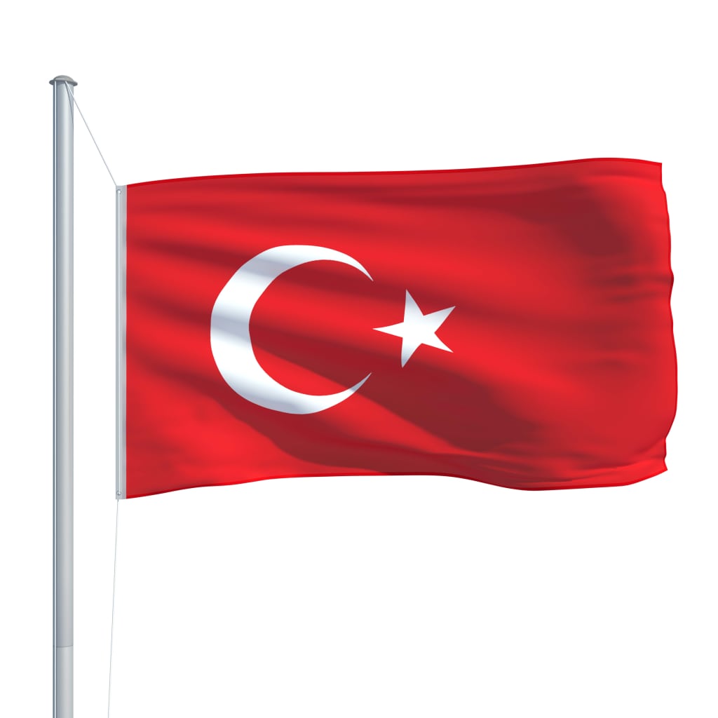 vidaXL Turkiets flagga och flaggstång i aluminium 6,2 m