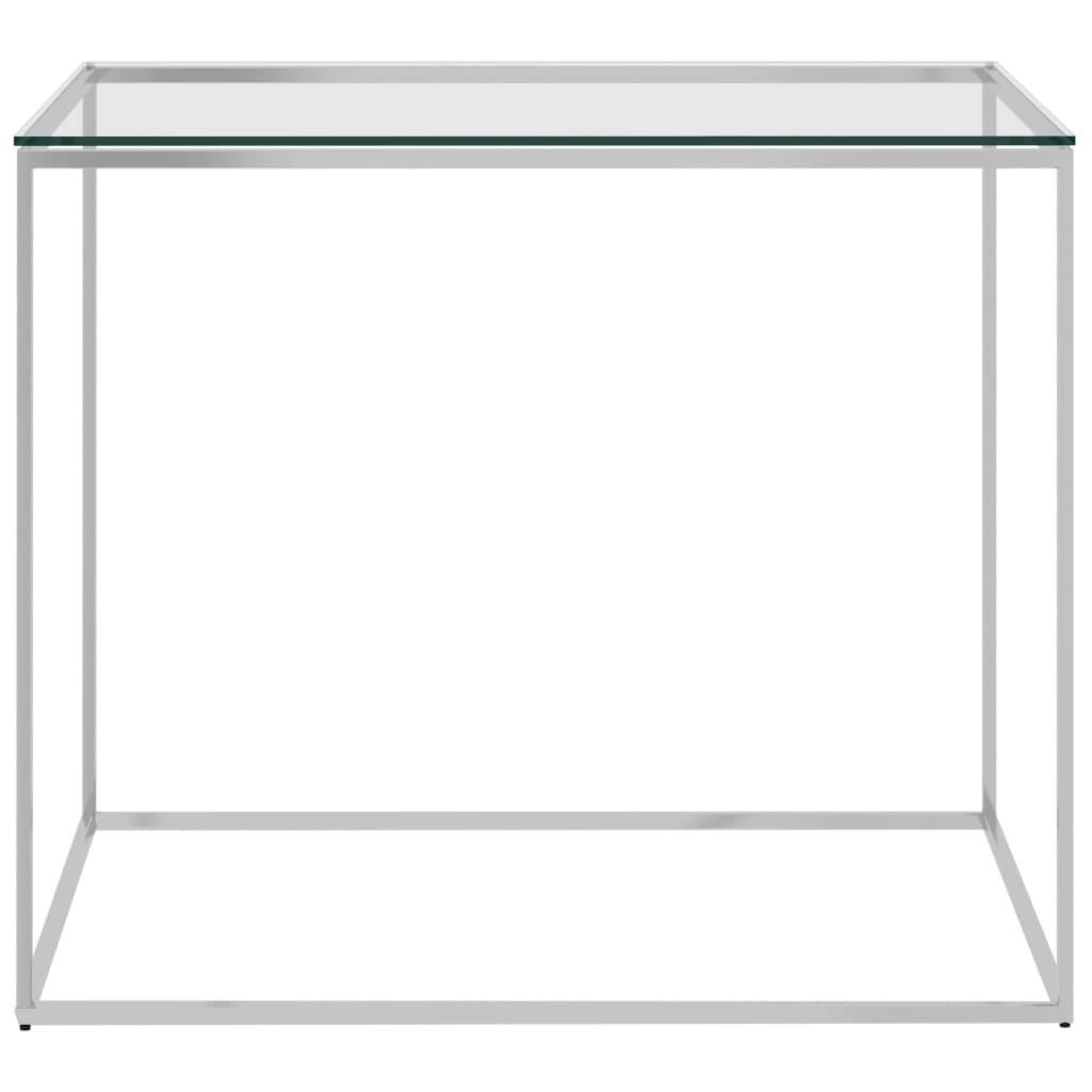 vidaXL Soffbord silver 50x50x43 cm rostfritt stål och glas