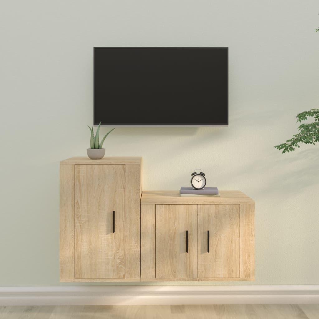vidaXL Tv-skåp 2 delar sonoma-ek konstruerat trä