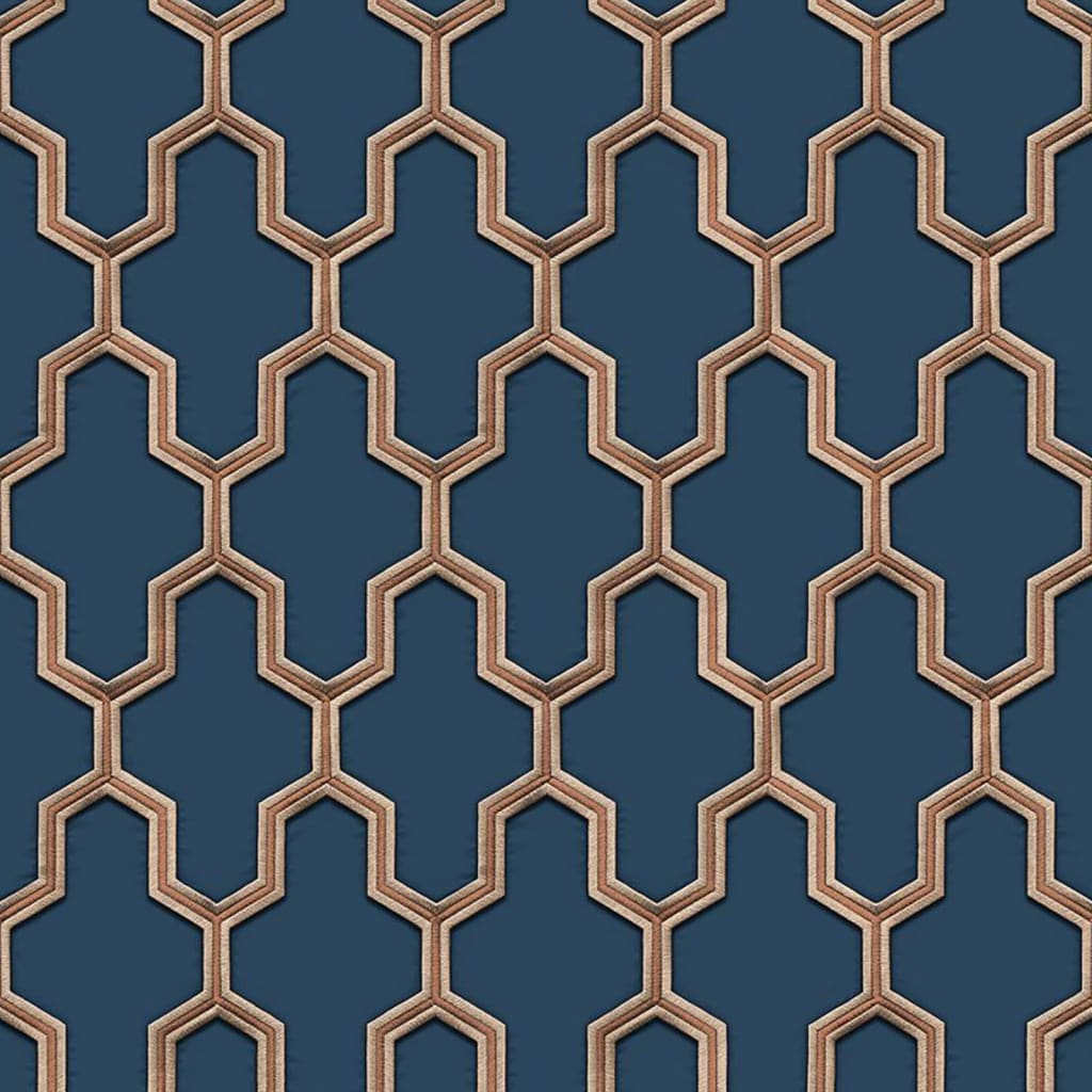 DUTCH WALLCOVERINGS Tapet Geometric blå och guld