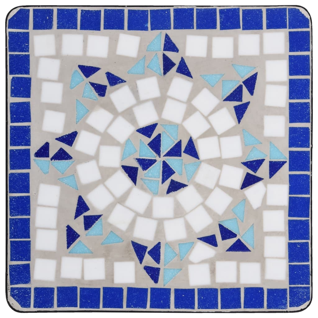 vidaXL Sidobord med mosaik blå och vit keramik