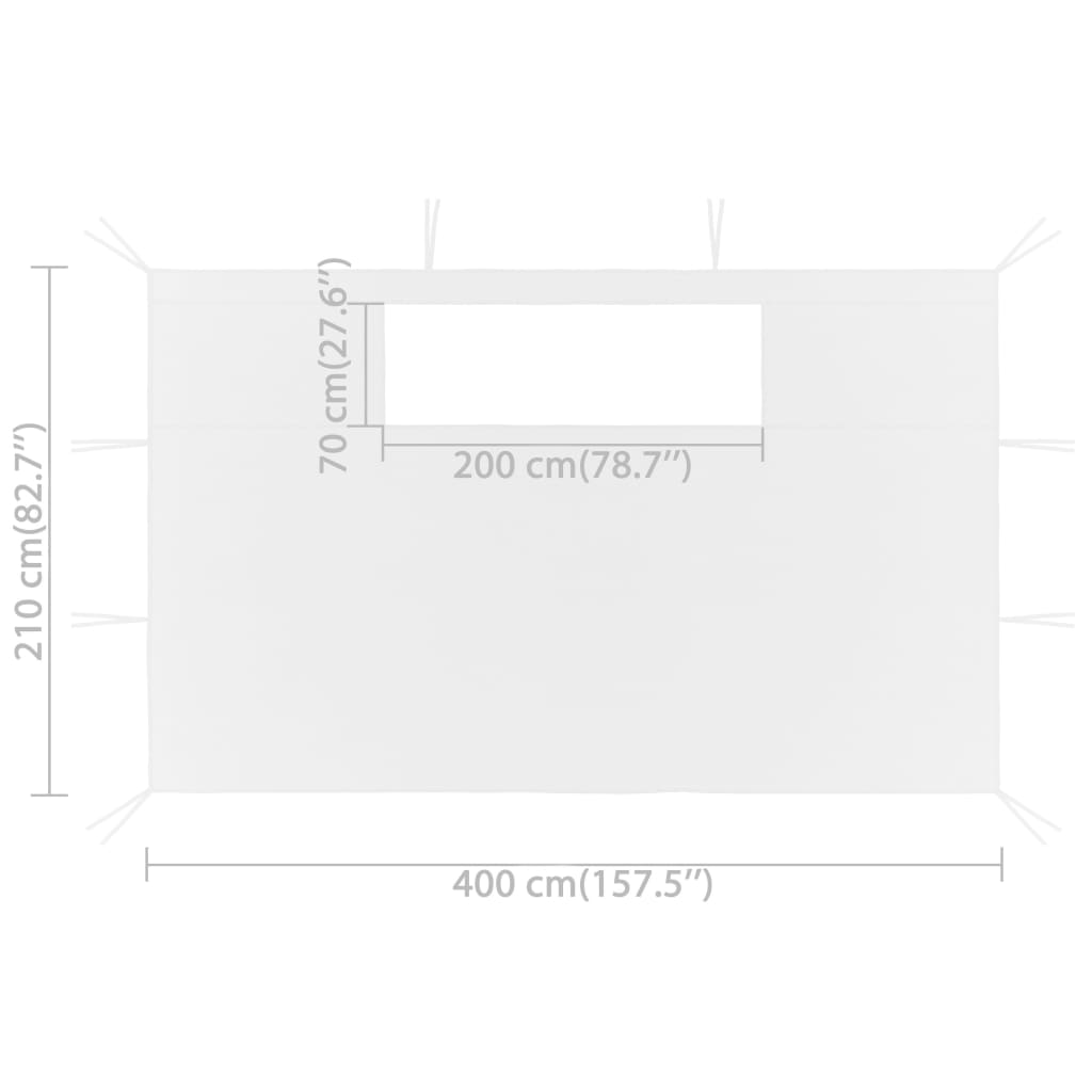 vidaXL Sidoväggar med fönster till partytält 2 st 4x2,1 m vit 70 g/m²