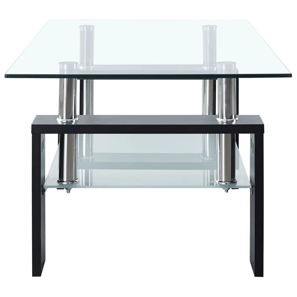 vidaXL Soffbord svart och transparent 95x55x40 cm härdat glas