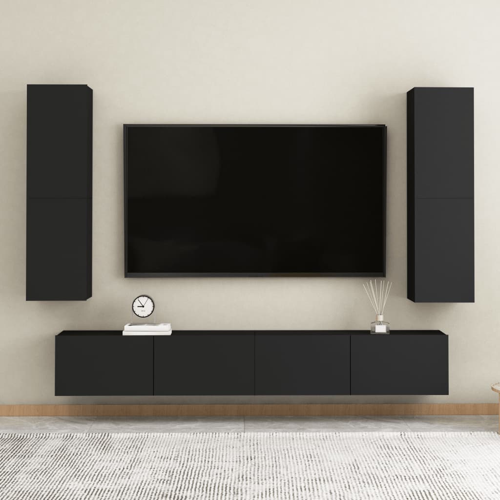 vidaXL TV-skåp svart 30,5x30x110 cm konstruerat trä
