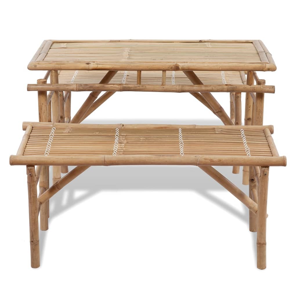 vidaXL Ölbord med 2 bänkar 100 cm bambu
