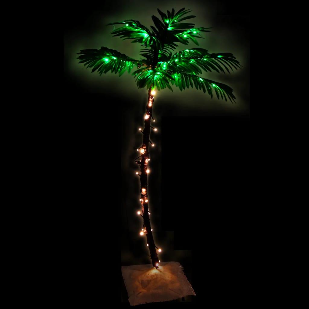 vidaXL Palmträd med LED varmvit 72 LEDs 120 cm
