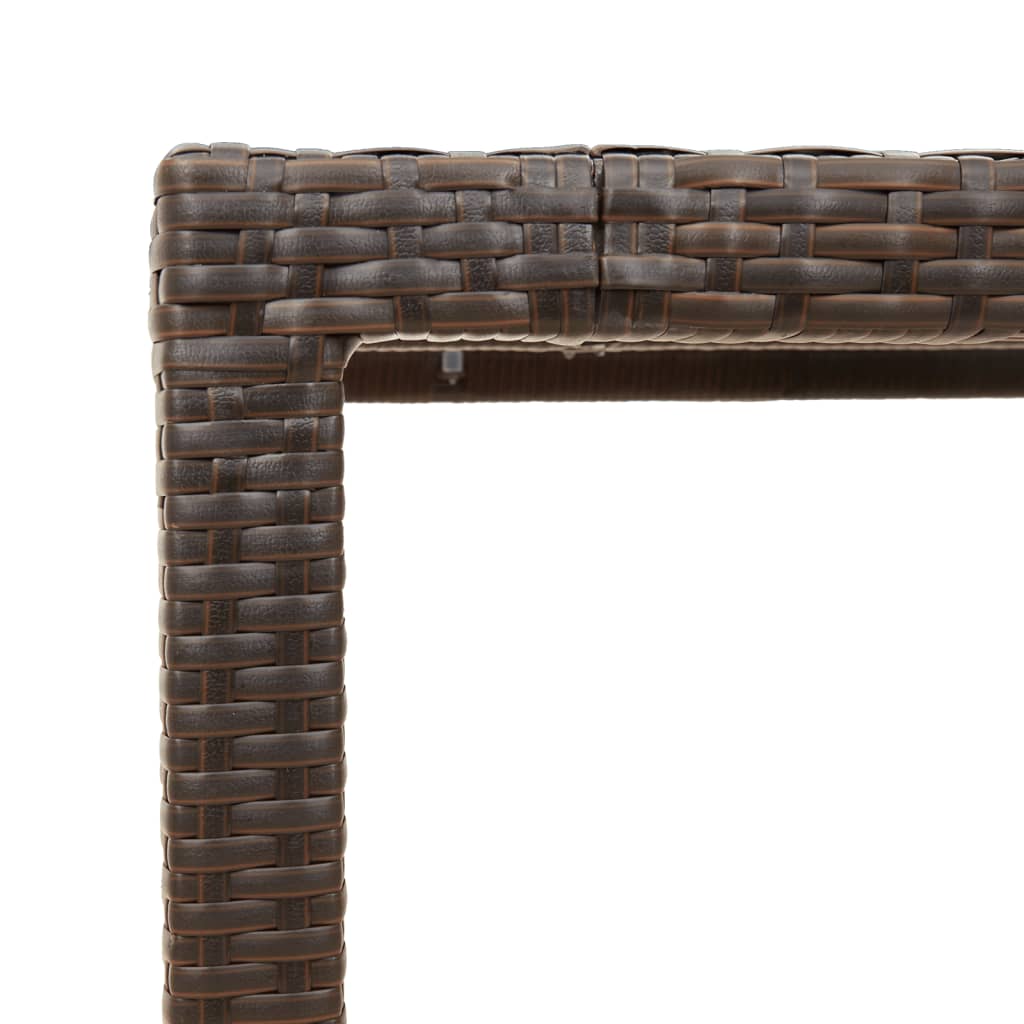 vidaXL Trädgårdsbord med glasskiva brun 90x90x75 cm konstrotting