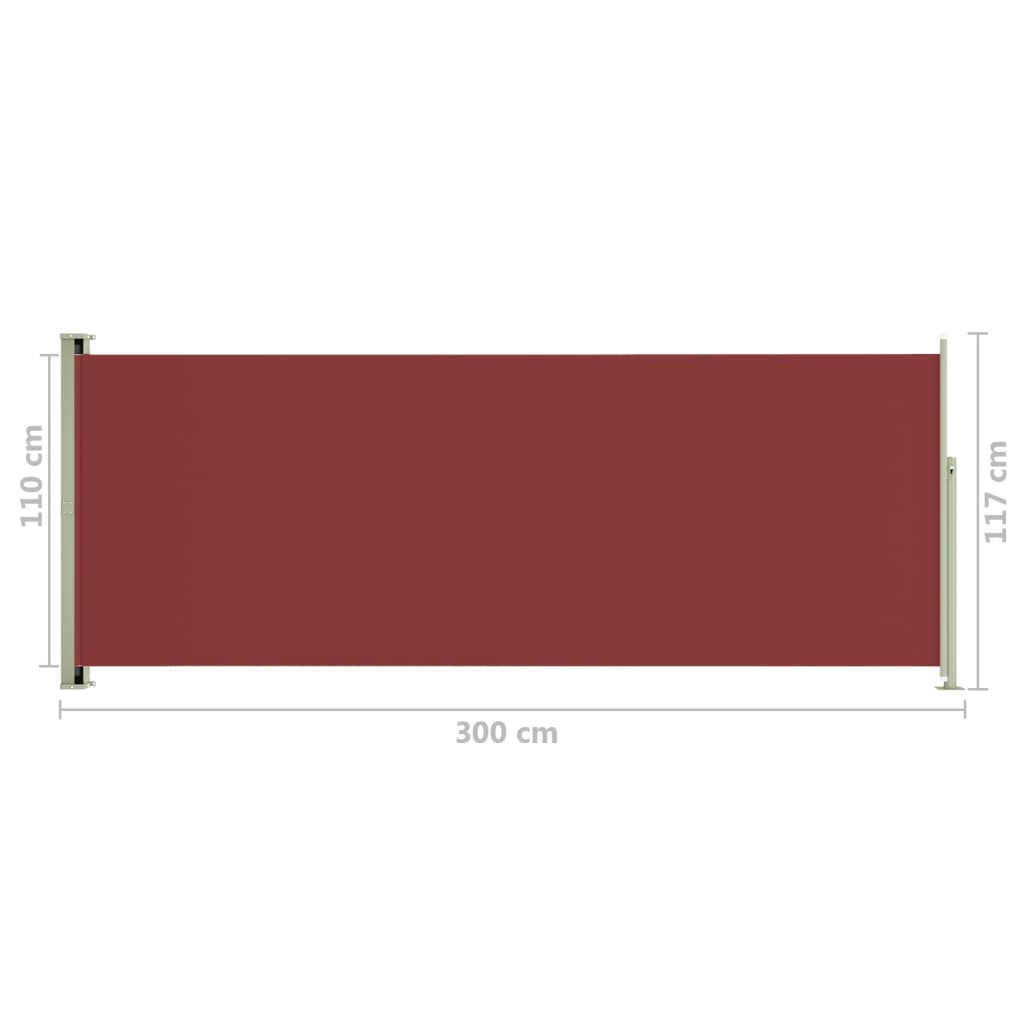 vidaXL Infällbar sidomarkis 117x300 cm röd