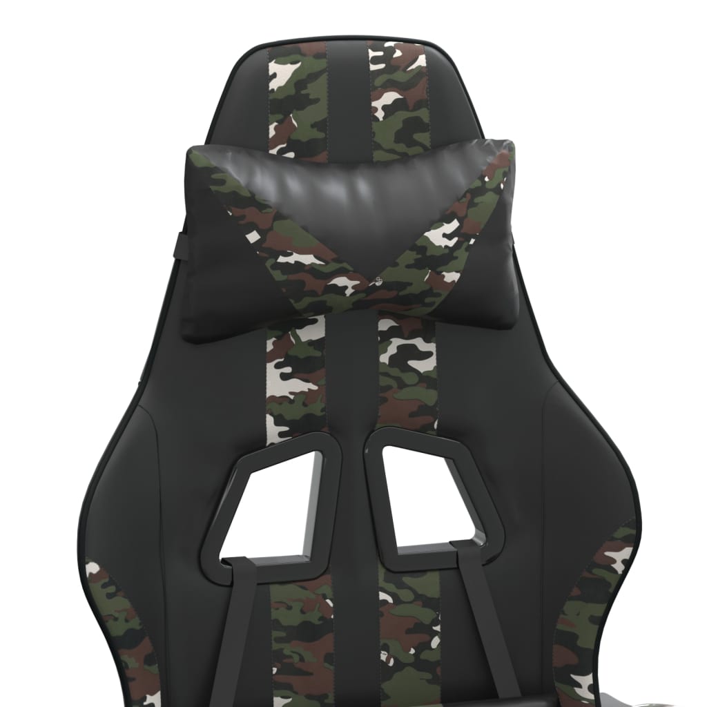 vidaXL Snurrbar gamingstol med fotstöd svart kamouflage konstläder
