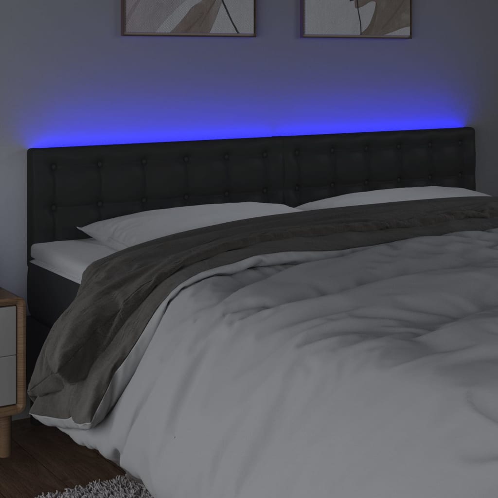 vidaXL Sänggavel LED svart 180x5x78/88 cm konstläder