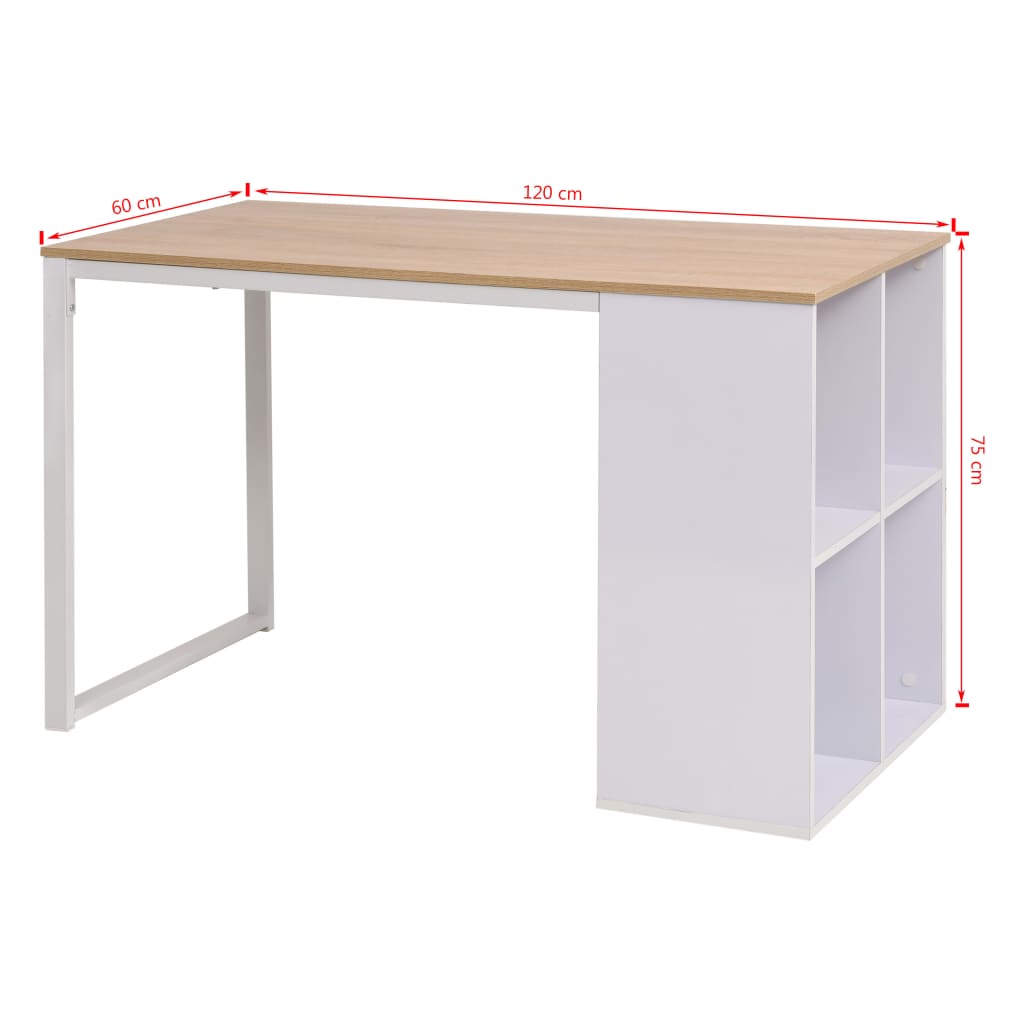 vidaXL Skrivbord 120x60x75 cm ekfärg och vit