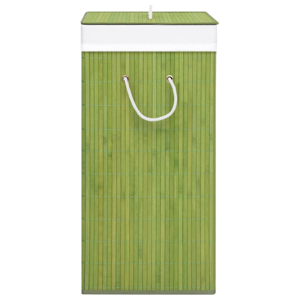 vidaXL Tvättkorg bambu med 2 sektioner grön 72 L